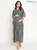 Casual Maternity Nursing Kaftan Dress - Pom-Pom Lace