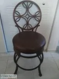 Rod iron cushioned rotating barstool