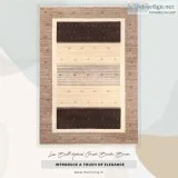 Traditional loom knot loribuff natural ornate border brown rug c