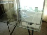 TABLE with beautiful glass top w beveled edges. excellent condit