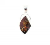 SILVER COGNAC AMBER PENDANT