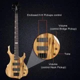 Glarry 4 String Burning Fire H-H Pickup Electric Bass Guitar wit