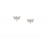SILVER PAV&Eacute DRAGONFLY STUDS