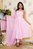 Shop Pink Chikankari Anarkali Suit Set Online