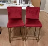 2 red tall chairs for kitchen  bar stools