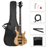 Glarry 4 String Burning Fire H-H Pickup Electric Bass Guitar wit