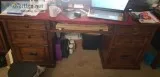 Heavy dark mahogany or oak office desk