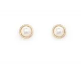 9CT YELLOW GOLD PEARL BALL STUDS