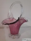 Vintage Murano Cranberry Glass Basket