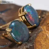 ELECTRIC BRIGHT SUNSET 18KT GOLD PLATED AUSTRALIAN OPAL STUD EAR
