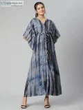 Tie-Dye Button-Front Maternity Maxi Dress