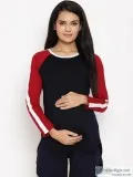 Long Sleeve Maternity T-shirt - Crew Neck - Black