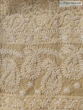 Beige cotton Kurta fabric with jaaliwork