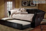 PU Day Bed- Black- With Pull Out Trundle