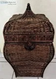 Woven Rattan and Metal Storage Basket
