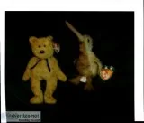 Ty Beanie Babies Fuzzy - the teddy bear and  Beak - the bird