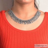 Shop ethnic wear artificial silver plated necklace