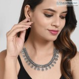 Buy silver plated silver necklace set online from flipkartcom