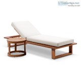 Buy Best Arcadia Aluminium Sun Lounge in Teak Look with Round Si