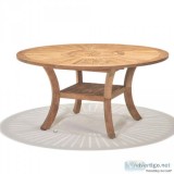 Outdoor Solomon 1.5 Round Teak Timber Outdoor Dining Table