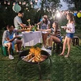 22&quot Four-legged Folding Iron Brazier Wood Burning