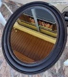 Distressed Black Round Wall Mirror