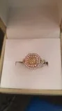 Women Engagement RingYellow Diamond 14K WG wpink andwhite Diam.a