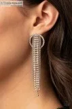 Dazzle By Default-White Earring- Paparazzi