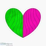 Green Split Heart Stickers