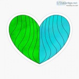 Sky Blue Split Heart Stickers
