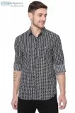 Men s Full Sleeve Black and White Geometric Print Authentic Casu