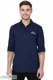Men s Full Sleeve Dark Indigo Plain Authentic Casual Shirt