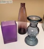 Set of 3 Decorative Glass Flower Vases