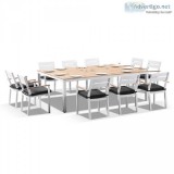 Buy Tuscany 10 Seat With Capri Chairs with Teak Arm Rests in Whi
