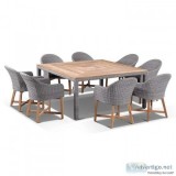Best Sahara 8 Square with Coastal Chairs in Half Round wicker