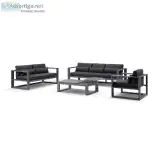 Santorini 321 with Coffee Table in Charcoal with Denim Grey cush