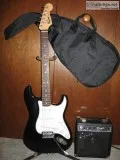 Electric Guitar Case and amp [ Fender Squire ]