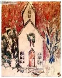 Old Christmas Church With Snow Flakes &ndash 11&Prime x 14&Prime