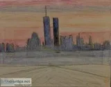 New York City Skyline With Twin Towers In Fall Sunset GG &ndash 