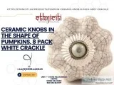 Ceramic Knobs in the Shape of Pumpkins 8 Pack White Crackle