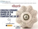 Crackle Ceramic Knobs in the Shape of a Pumpkin (Set of 8)