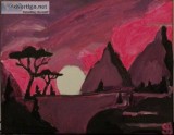 Arizona Fall Sunset Cactus Scene 2 GG &ndash 5&rdquo x 7&rdquo C