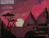 Arizona Fall Sunset Cactus Scene 2 GG &ndash 5&rdquo x 7&rdquo C