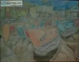 Old Car Booth Dine In &ndash 11&Prime x 14&Prime Canvas Colored 