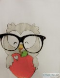 Owl In Fall Glasses GG &ndash 8&rdquo x 11&rdquo Colored Pencil