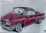 Old Crimson Convertible Mustang &ndash 9&rdquox 12&rdquo Colored