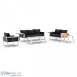 Buy Outdoor Corfu Aluminium and Teak Timber Lounge Table Set