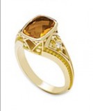 Lost Ring - yellow gold with large yellow  orange stone