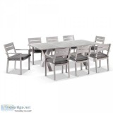 Outdoor Aged Teak look Tahitian Aluminium Dining Table and Chair