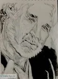 Kenny Rogers Black and White &ndash 9&rdquo x 12&rdquo Charcoal